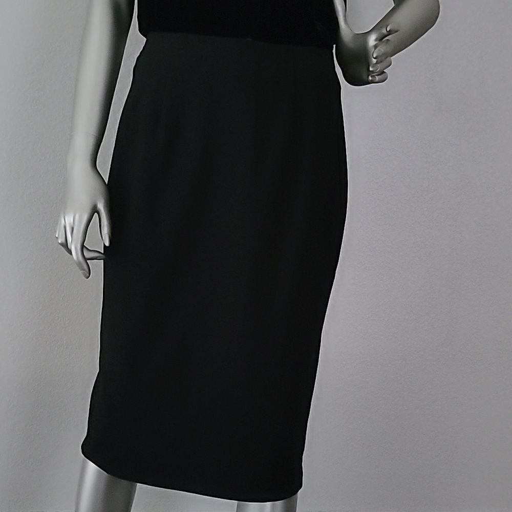 Eileen Fisher Black Pencil High Wasted Washable Stretch Crepe Skirt XS
